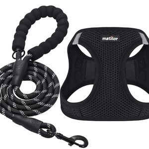 Matilor Black Dog Harness and Leash Set XS for dogs 5 to 8lbs